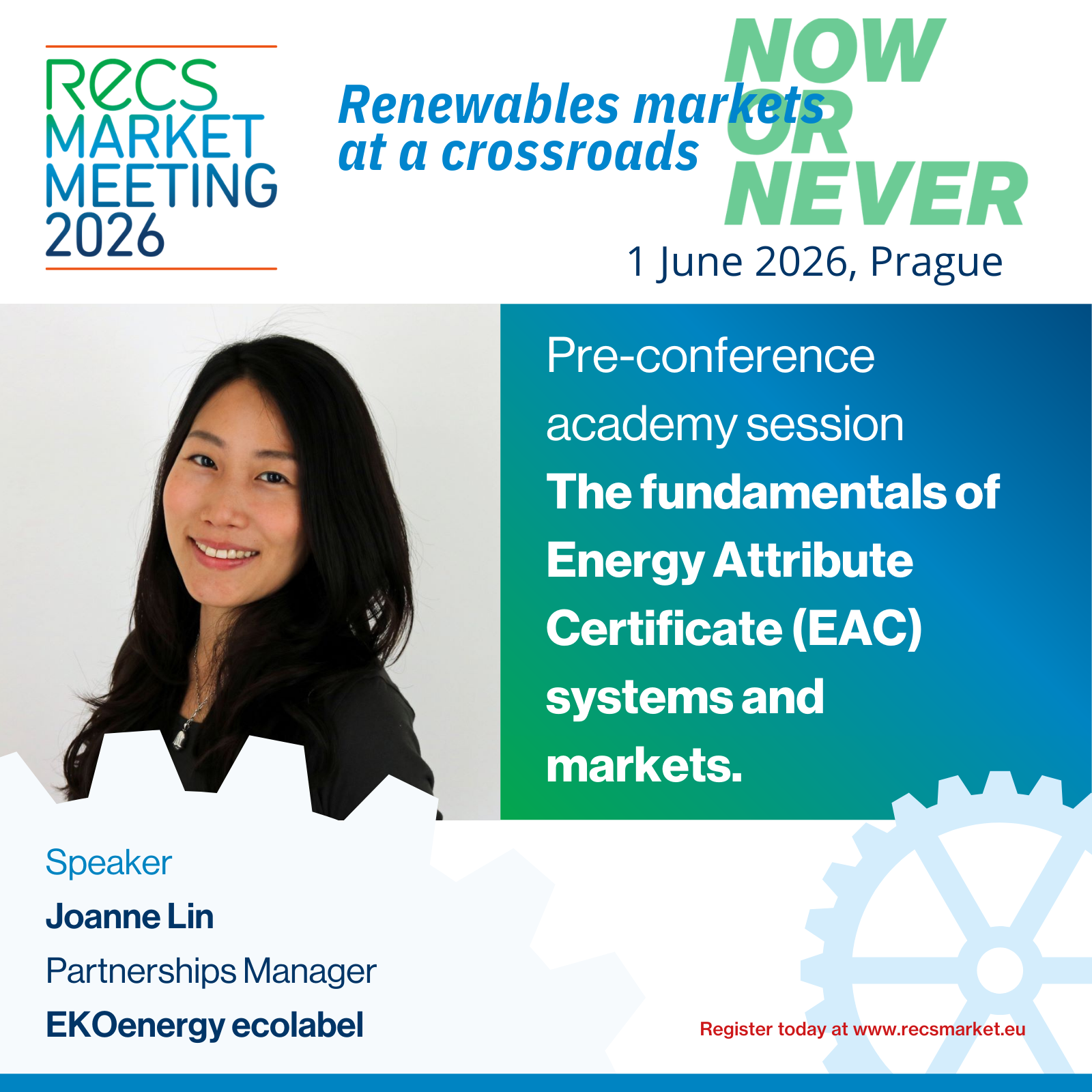 Joanne Lin EKOenergy speaker RECS Market Meeting pre-conference Prague 2026